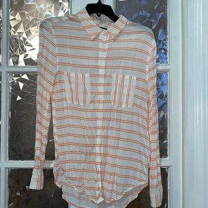 White with orange stripes button up shirt